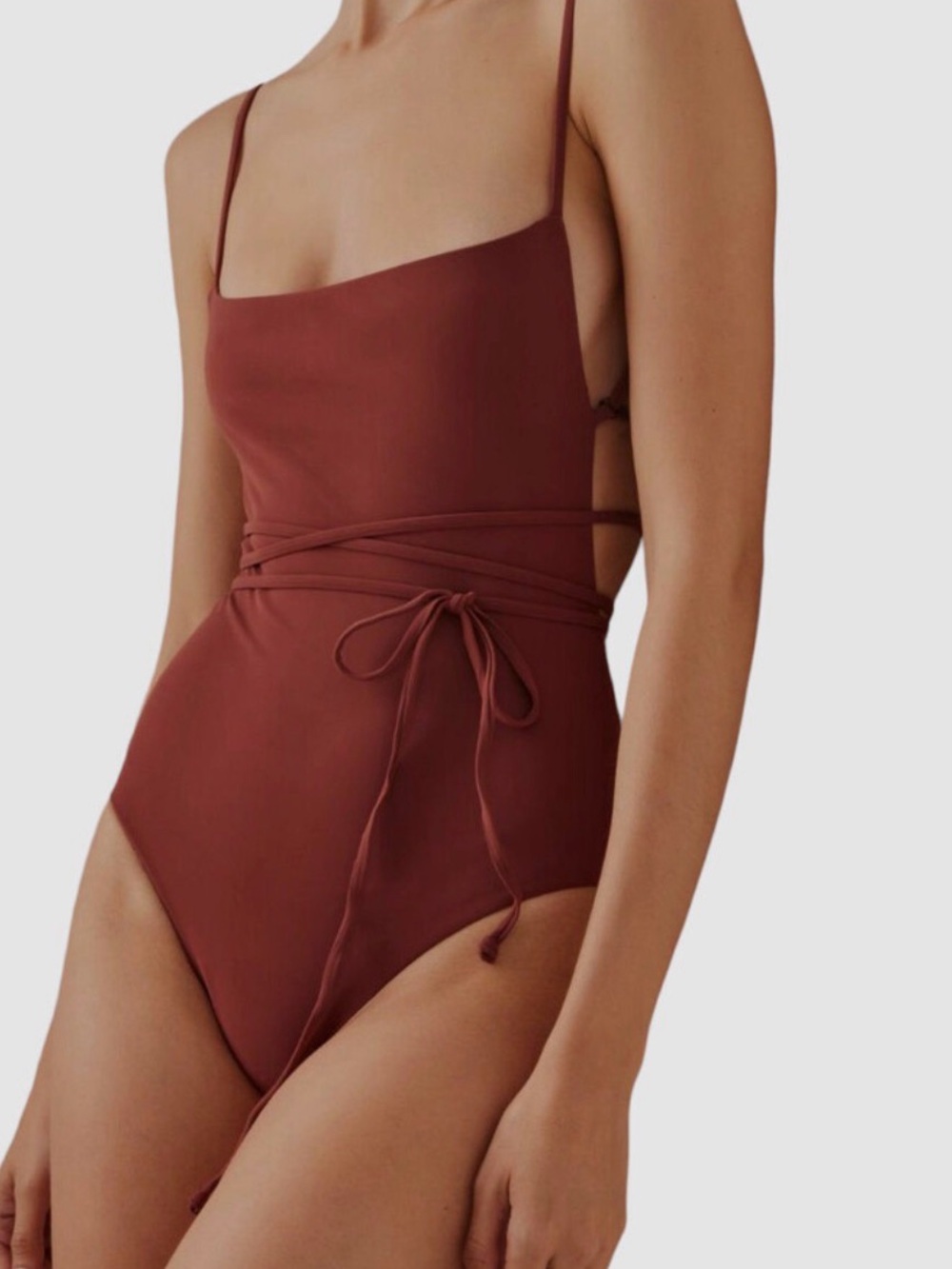 Women’s Strappy One-Piece Swimsuit in Deep Rust